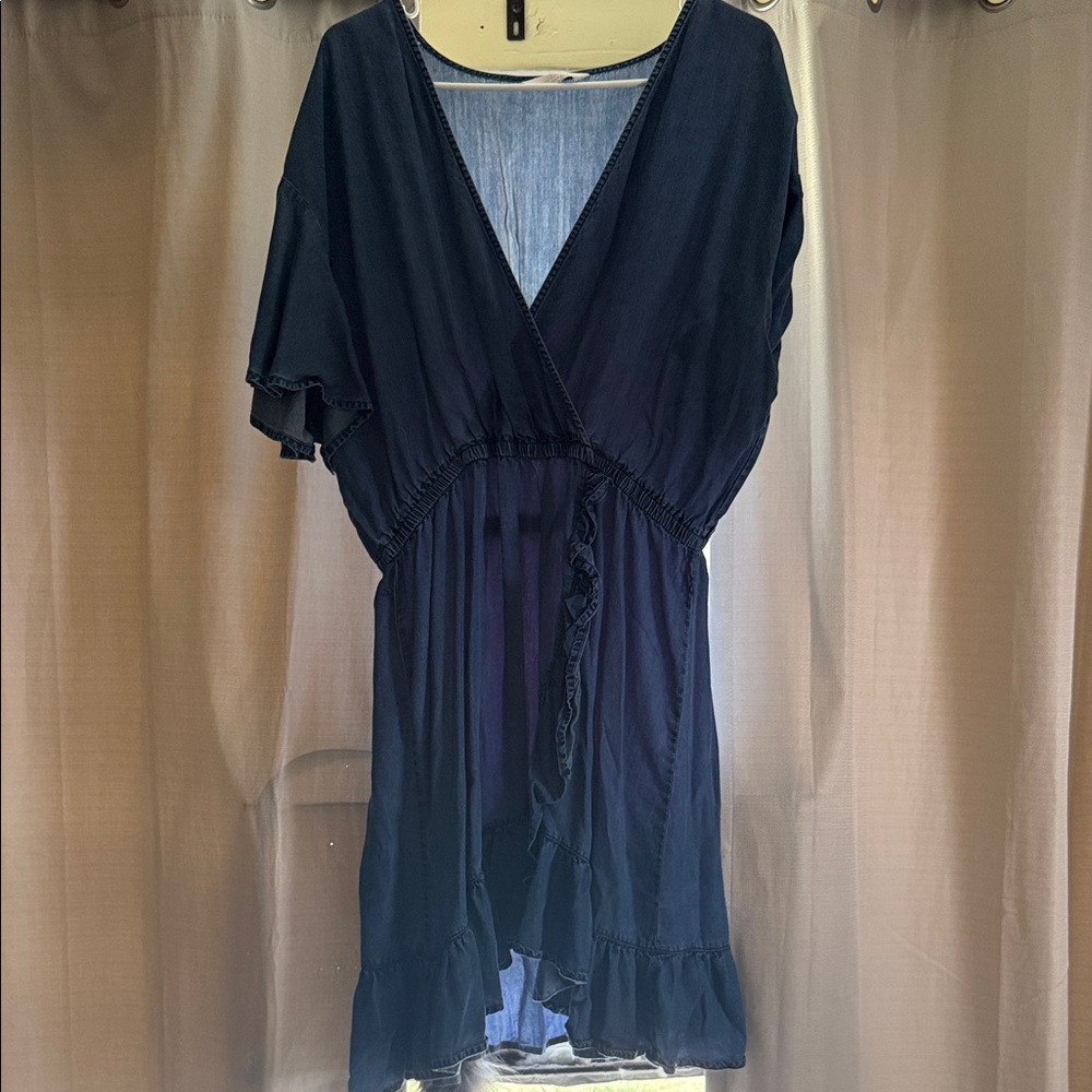 Blue Denim Wrap Dress